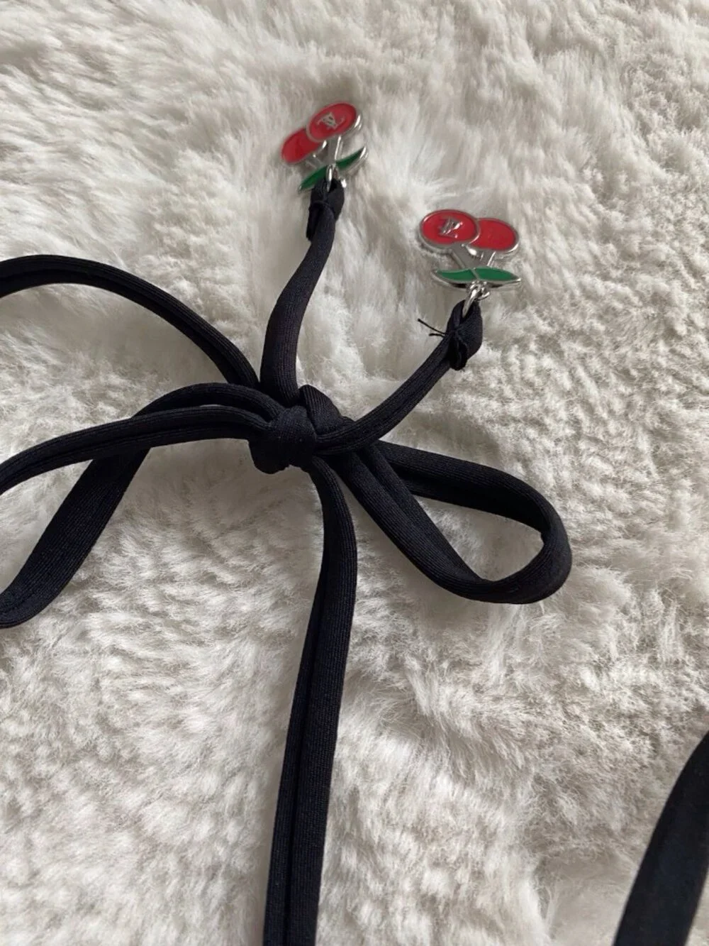 Juicy‎ Couture Cherry Rhinestone Bikini Set Ladies Women’s Sz M Black Bling NEW